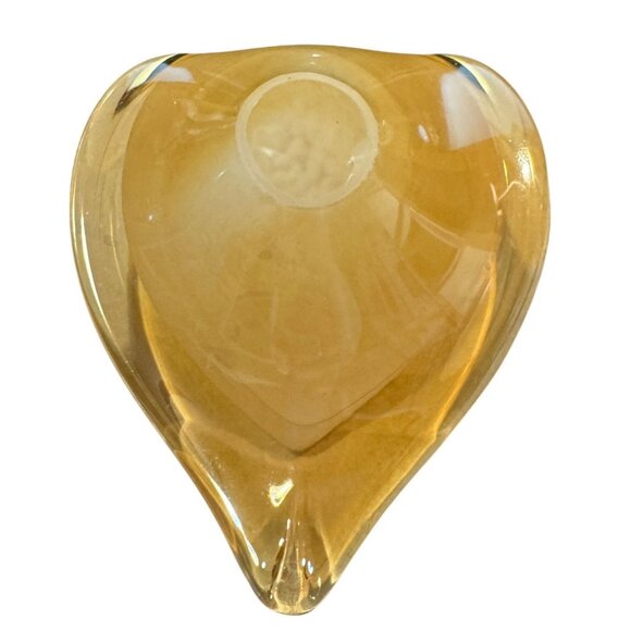 Folded Leaf Hand Blown Amber Honey Art Glass Trinket Bowl or Candy Dish - Picture 6 of 6
